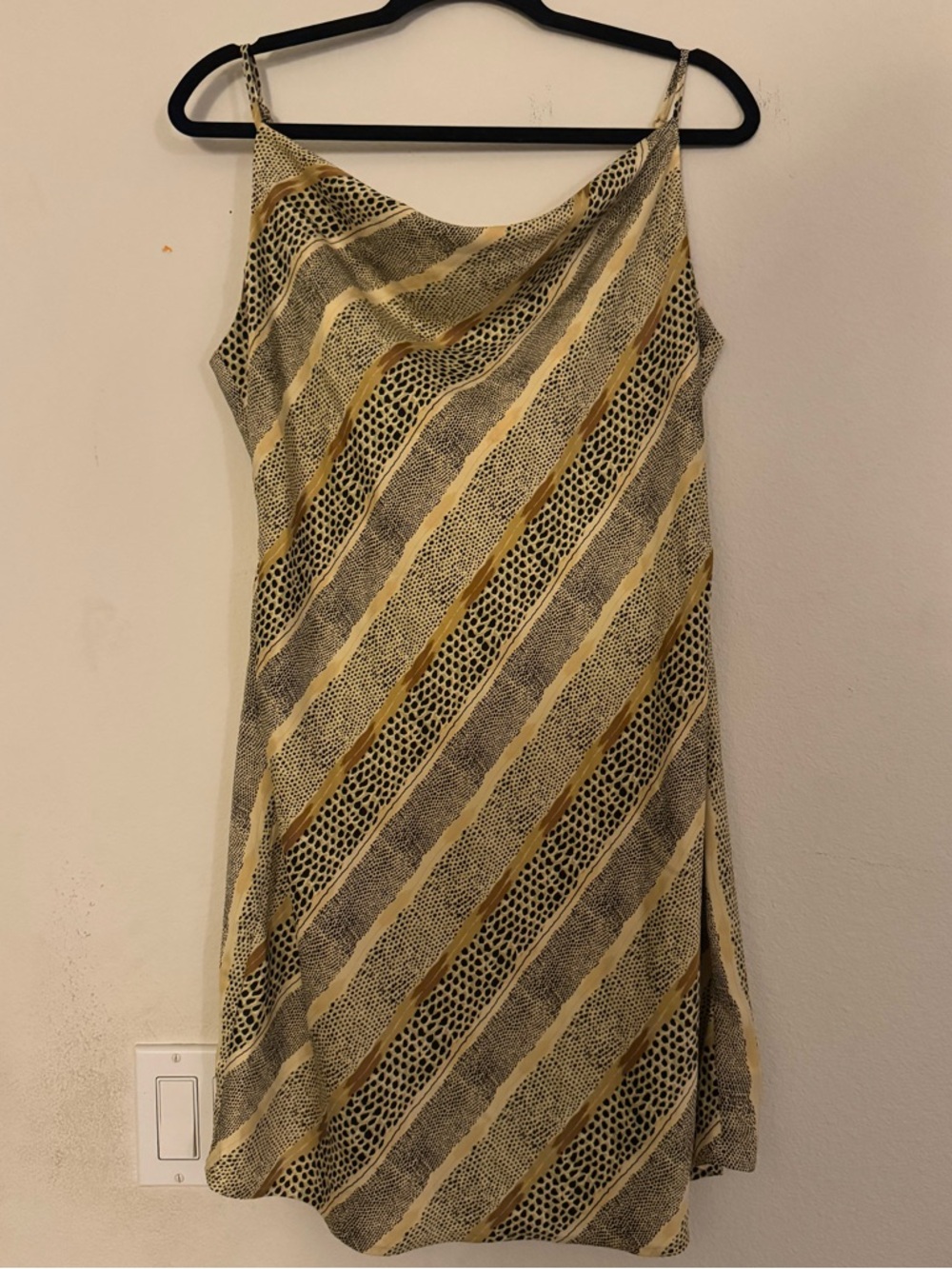 Urban outfitters satin Print Mini Dress with Gold Stripes